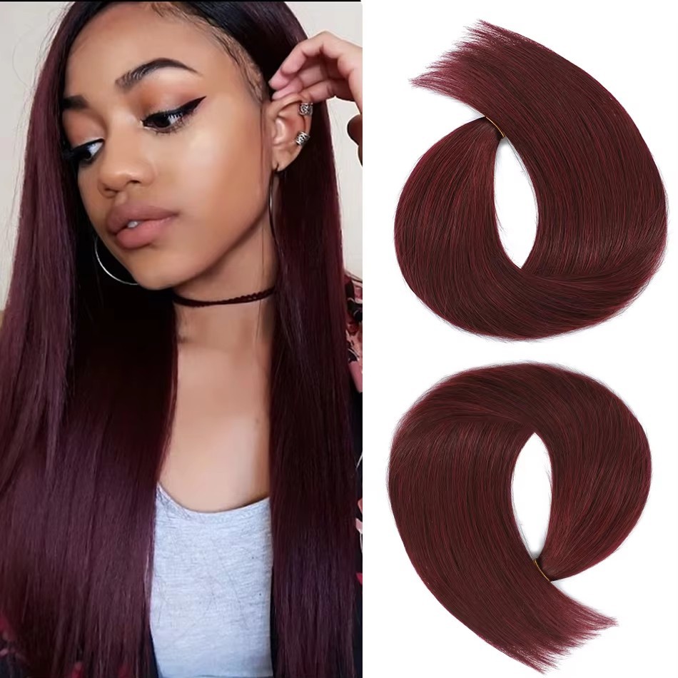 9A wine red  99j # Straight I Tip Hair Extensions Factory Supply 100% Remy Human Hair Extensions Stick I Tip for Salon