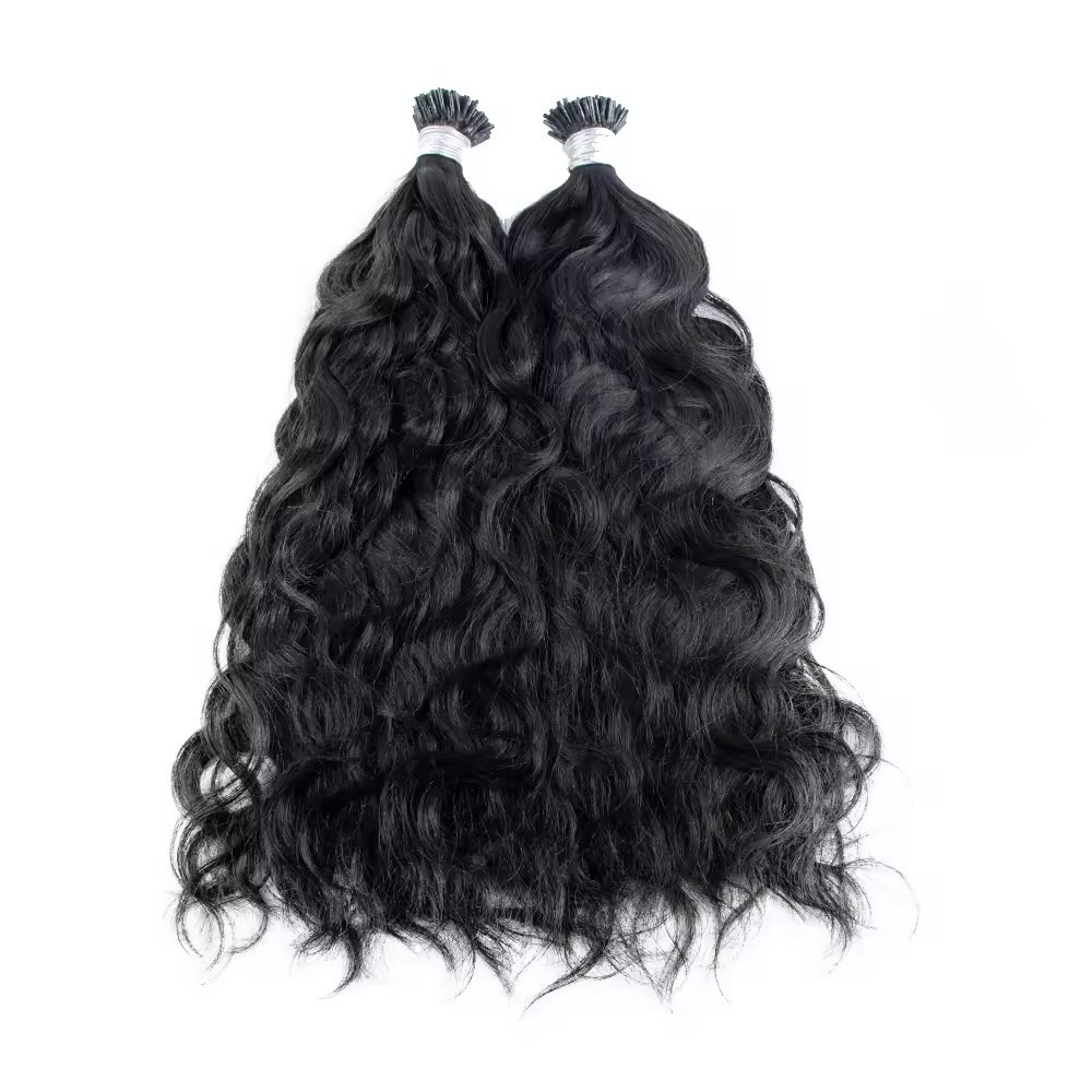 Natural Black Deep Wave I Tip Hair Extensions  100g Curly Keratin Capsule Hair Natural Fusion Hair Extensions