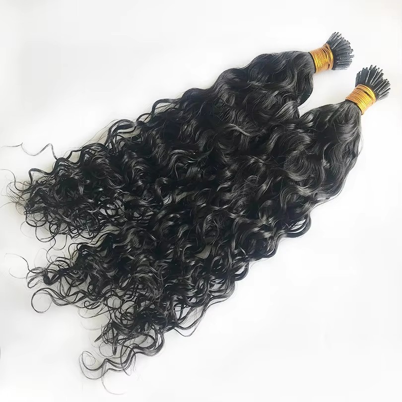 Natural Black Deep Wave I Tip Hair Extensions  100g Curly Keratin Capsule Hair Natural Fusion Hair Extensions