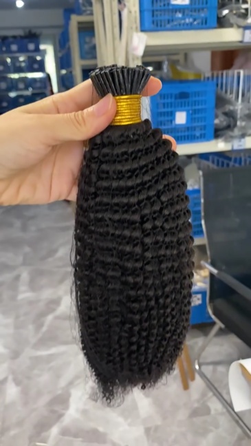 11A Natural Black #1B Stick I Tip  Hair Extensions Kinky Curly  Keratin Tip  Raw Virgin  Human Hair Extensions 100g/pack