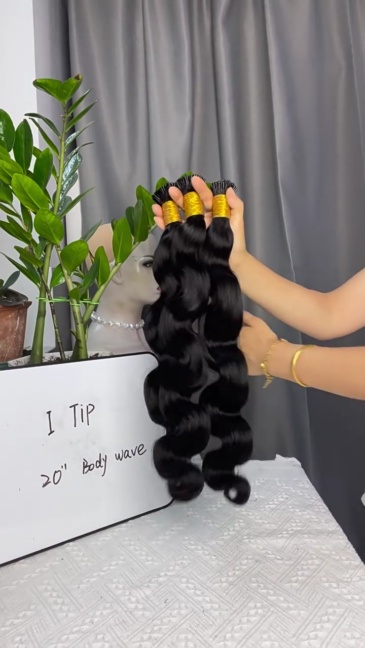 11A Natural Black #1B Stick I Tip  Human Hair Extensions Body Wave  Keratin 100% Raw Virgin  Human Hair Extensions 100g/pack