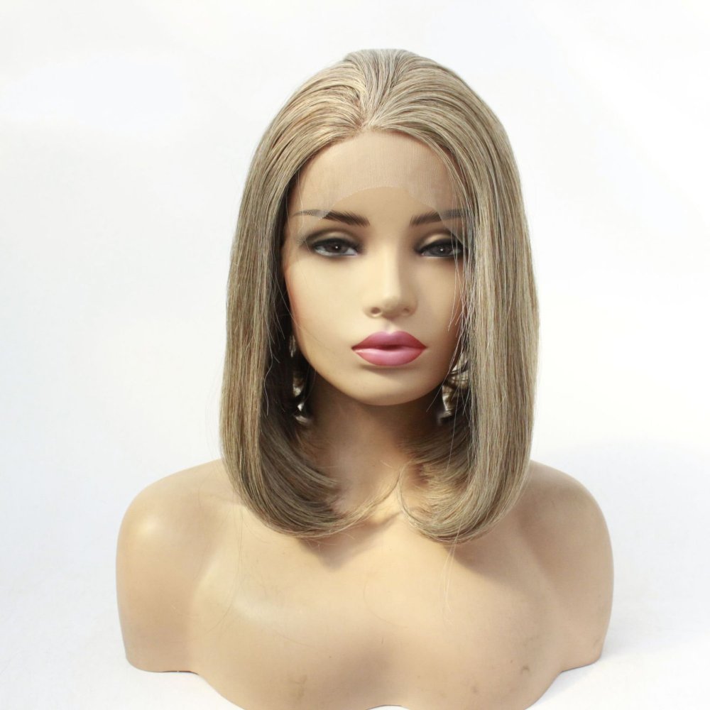 Short  Bob  Black  13*4 HD Lace Front  Heat resistant Wig   Brown Straight Bob Lace Front Synthetic Wig For Women Daily