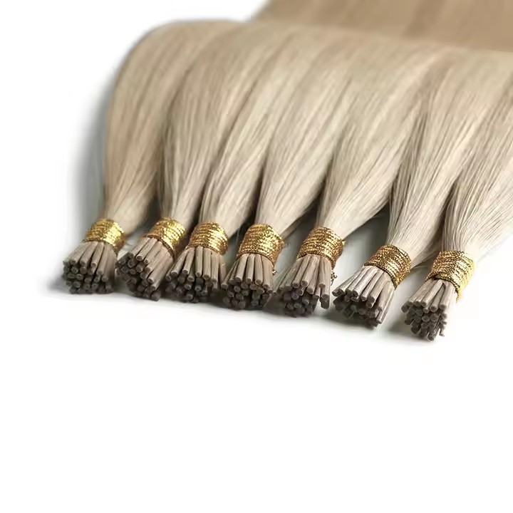 9A 100g  White  Blonde #1001 Pre Bonded Keratin I Tip  Hair Extensions   Raw Virgin Keratin Russian Remy I Tip Human Hair Extensions