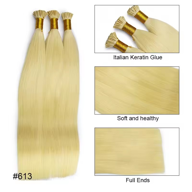 9A 100g  Blonde #613  Pre Bonded Keratin I Tip  Hair Extensions   Natural Real Human Hair Fusion Extensions Keratin Capsule