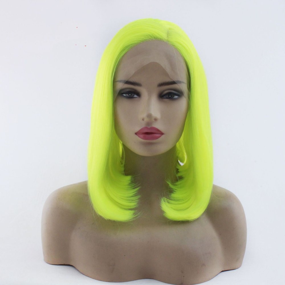 Short  Bob  Black  13*4 HD Lace Front Wig   Brown Golden Straight Bob Lace Front Synthetic Wig For Women Daily