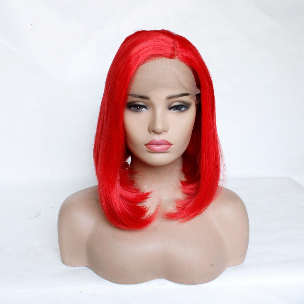 Short  Bob  Black  13*4 HD Lace Front Wig   Brown Golden Straight Bob Lace Front Synthetic Wig For Women Daily