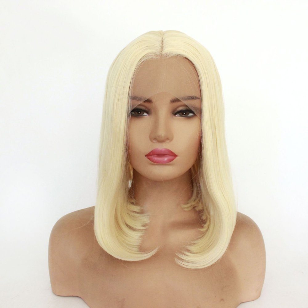 Short  Bob  Black  13*4 HD Lace Front Wig   Brown Golden Straight Bob Lace Front Synthetic Wig For Women Daily