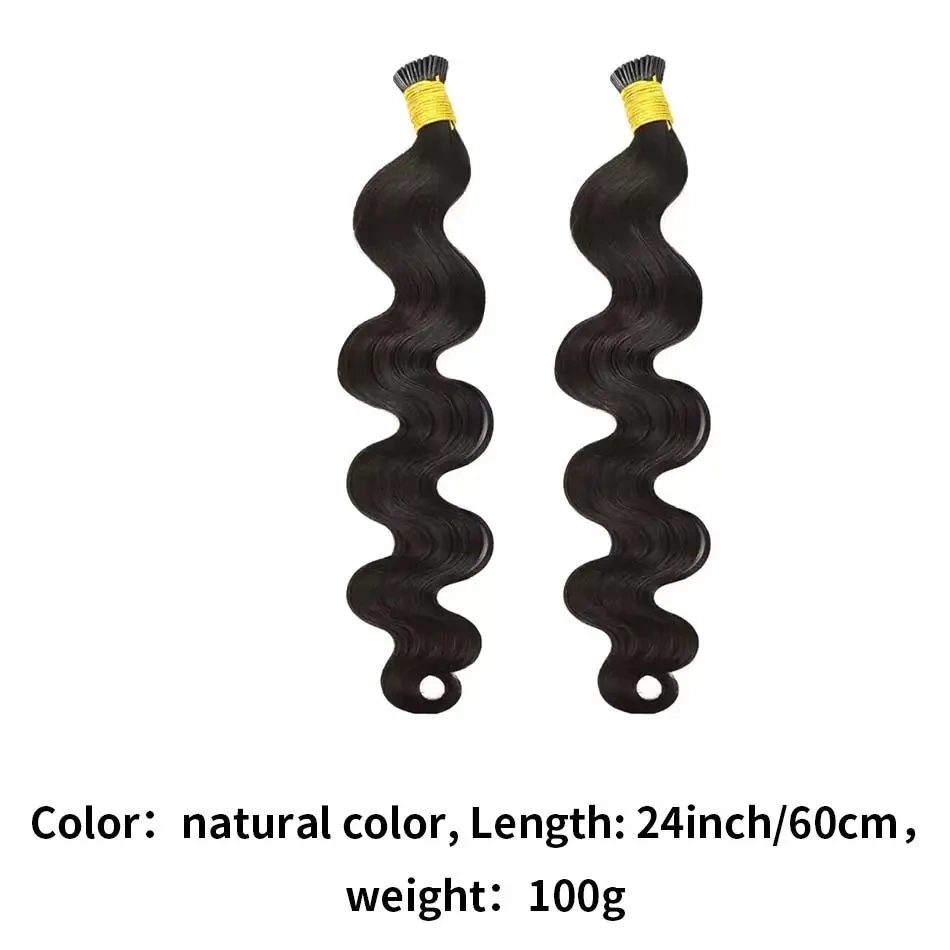 11A Natural Black #1B Stick I Tip  Human Hair Extensions Body Wave  Keratin 100% Raw Virgin  Human Hair Extensions 100g/pack