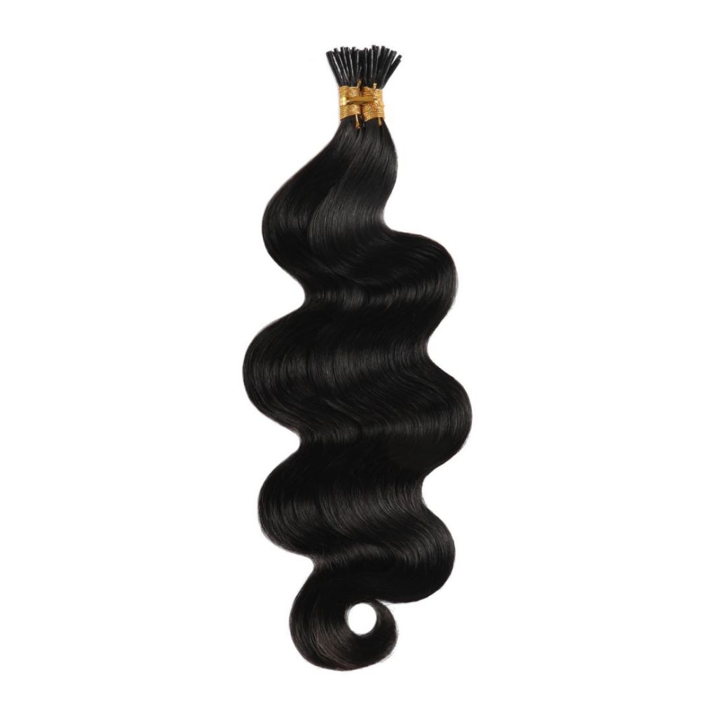 11A Natural Black #1B Stick I Tip  Human Hair Extensions Body Wave  Keratin 100% Raw Virgin  Human Hair Extensions 100g/pack
