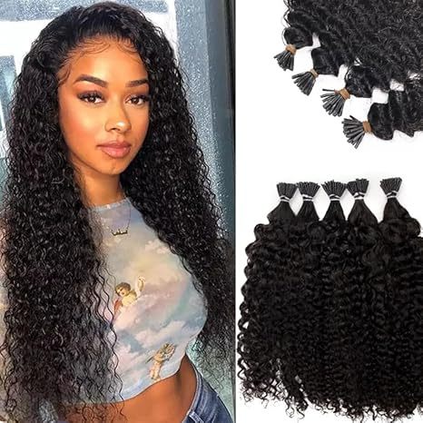 11A Natural Black #1B Stick I Tip  Hair Extensions Kinky Curly  Keratin Tip  Raw Virgin  Human Hair Extensions 100g/pack