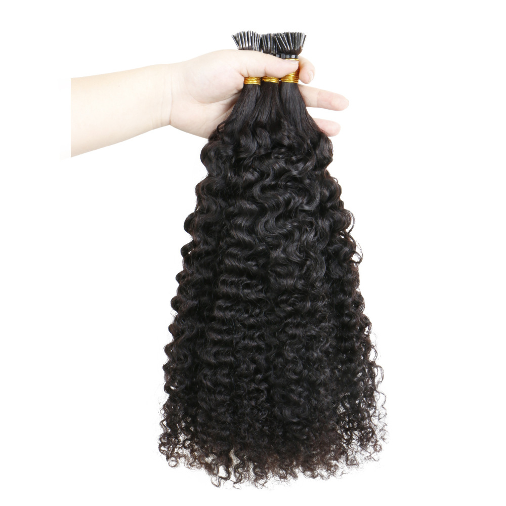 11A Natural Black #1B Stick I Tip  Hair Extensions Kinky Curly  Keratin Tip  Raw Virgin  Human Hair Extensions 100g/pack