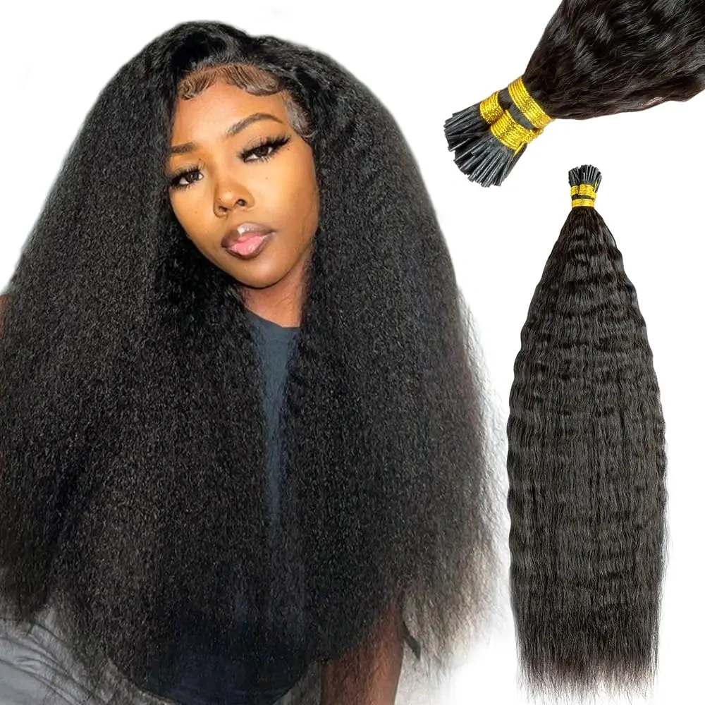 11A Natural Black #1B Stick I Tip  Hair Extensions Kinky Straight   Keratin Tip  Raw Virgin  Human Hair Extensions 100g/pack