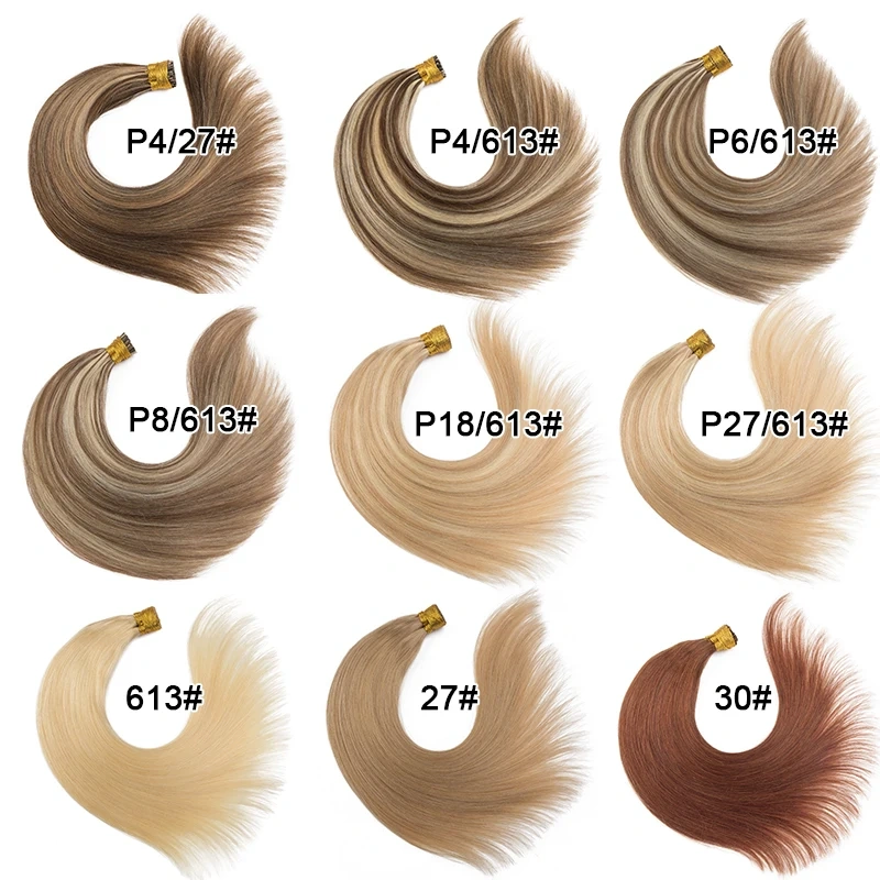 9A 100g  Piano #P6/613  Pre Bonded Keratin I Tip  Hair Extensions   Mixed Brown  Blonde  Raw Virgin Keratin Russian Remy I Tip Human Hair Extensions