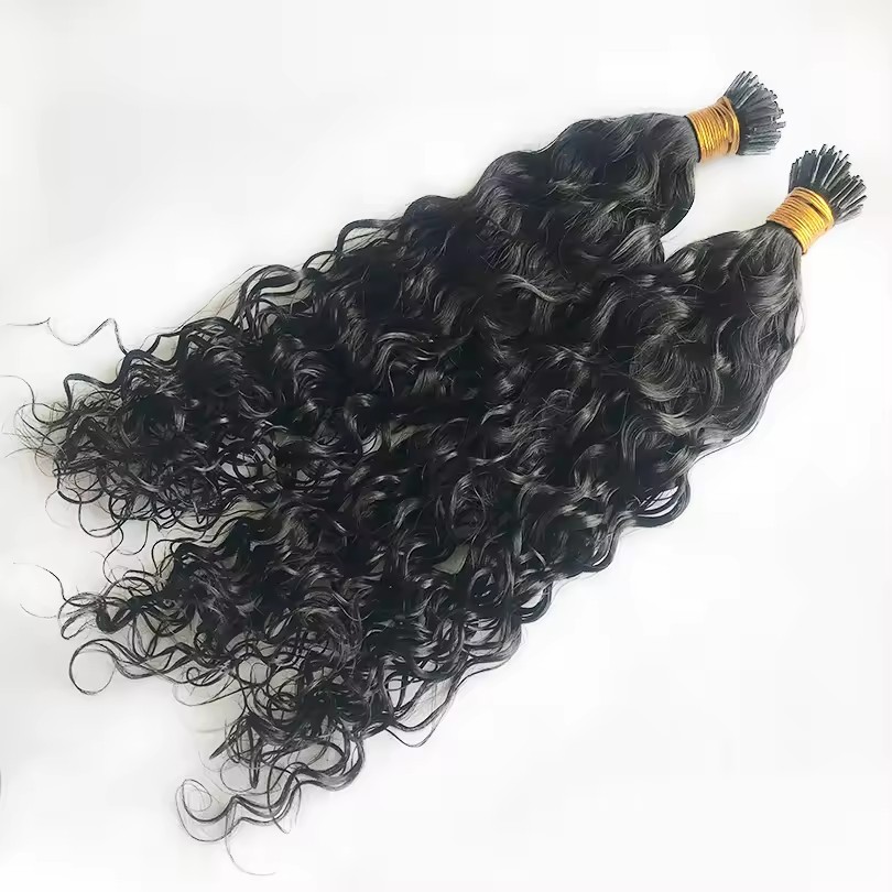 11A Natural Black #1B Stick I Tip  Hair Extensions Water Wave  Keratin Tip  Raw Virgin  Human Hair Extensions 100g/pack