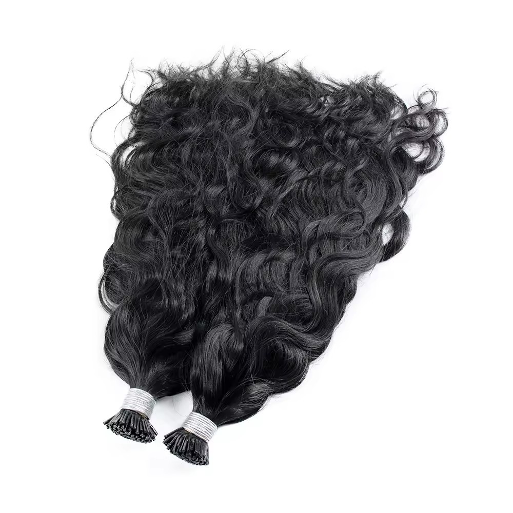 11A Natural Black #1B Stick I Tip  Hair Extensions Water Wave  Keratin Tip  Raw Virgin  Human Hair Extensions 100g/pack