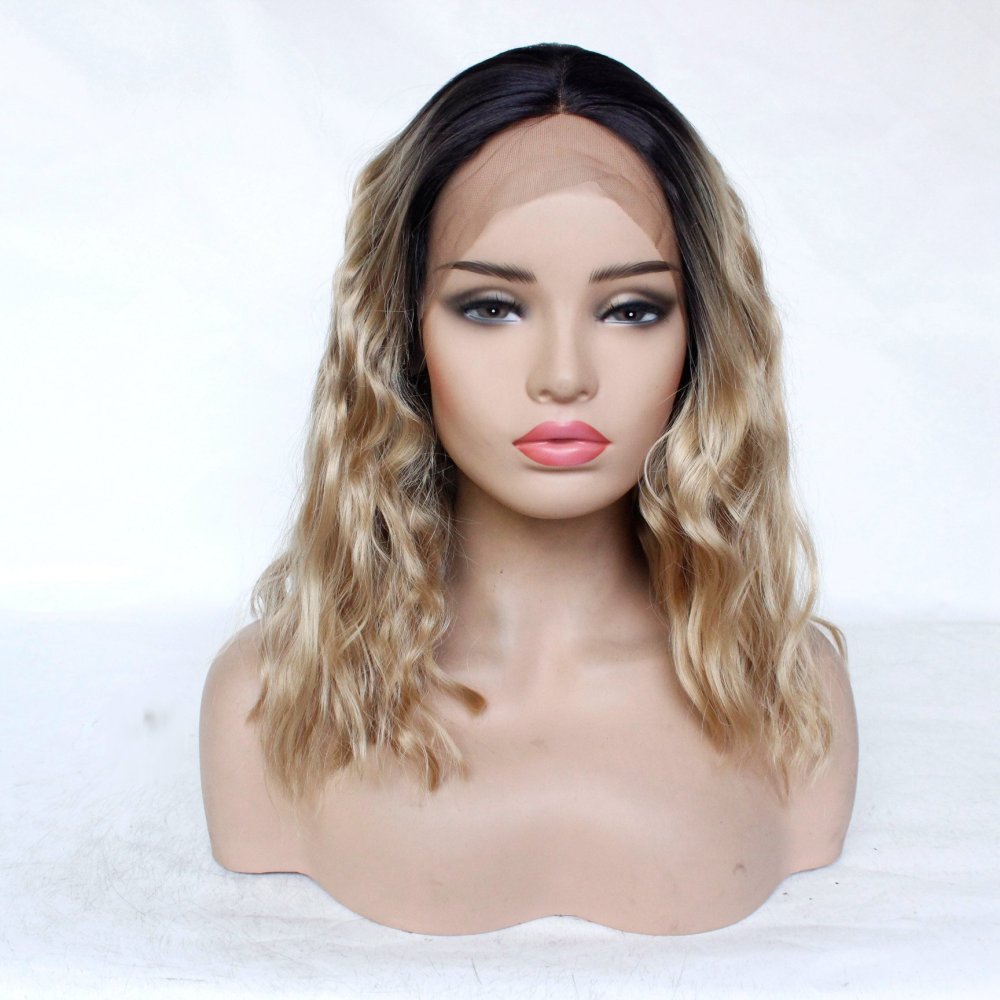 Corn Curly 14 inch -22 inch  Bob Synthetic Lace Wigs 13x4 Synthetic Fiber Wigs Bob  Heat Resistant  Wigs for Woman