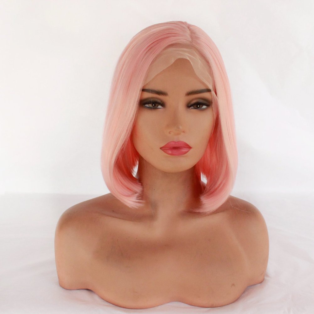 Short  Bob  Black  13*4 HD Lace Front Wig   Brown Golden Straight Bob Lace Front Synthetic Wig For Women Daily