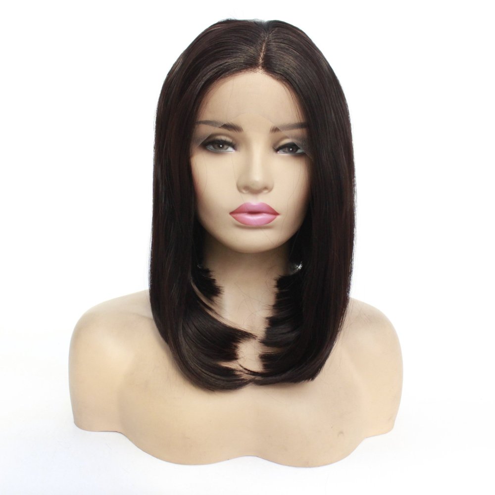 Short  Bob  Black  13*4 HD Lace Front Wig   Brown Golden Straight Bob Lace Front Synthetic Wig For Women Daily
