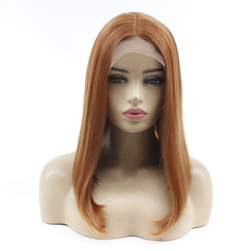 Short  Bob  Black  13*4 HD Lace Front  Heat resistant Wig   Brown Straight Bob Lace Front Synthetic Wig For Women Daily