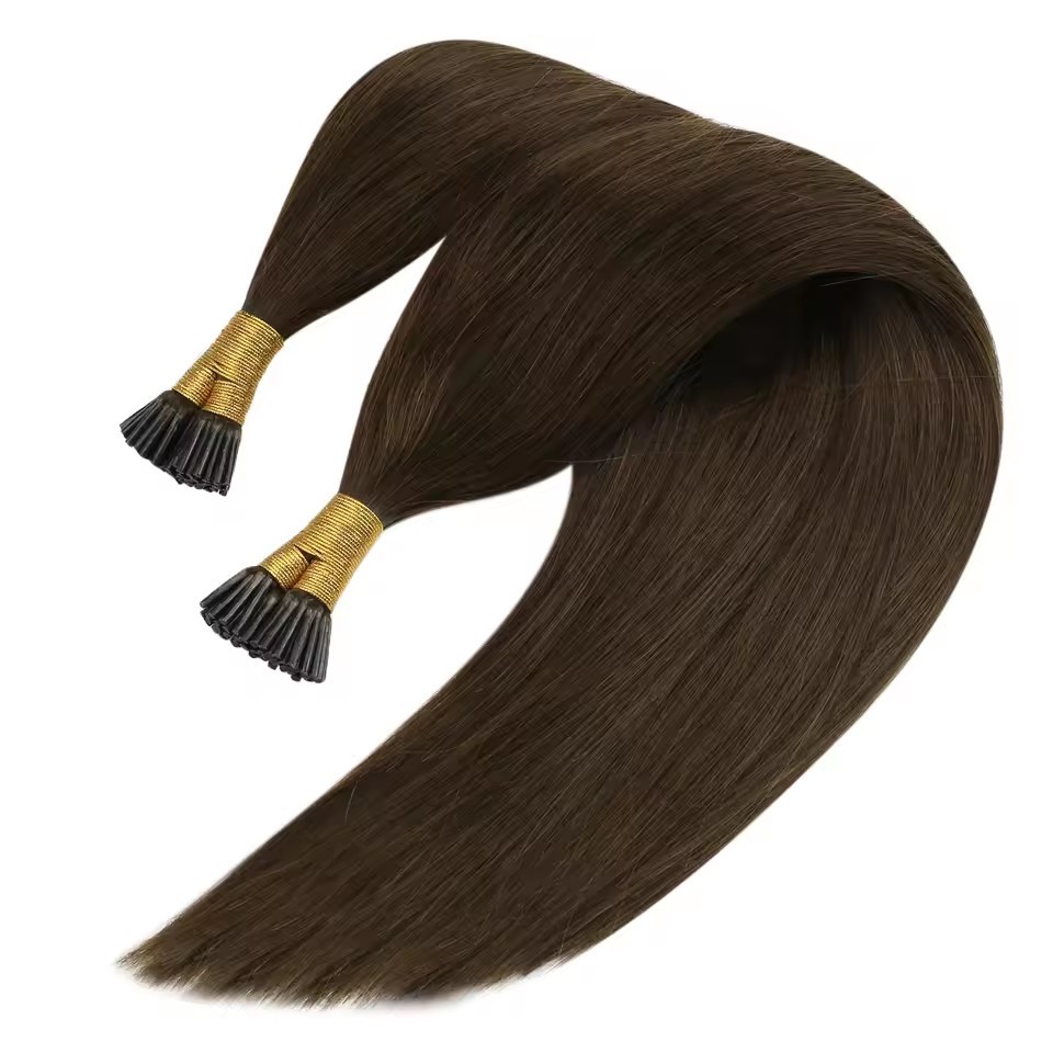 11A 100g Brown  #4 Prebond I Tip Virgin Human Hair Extensions  Double Drawn  Keratin Hair Extensions