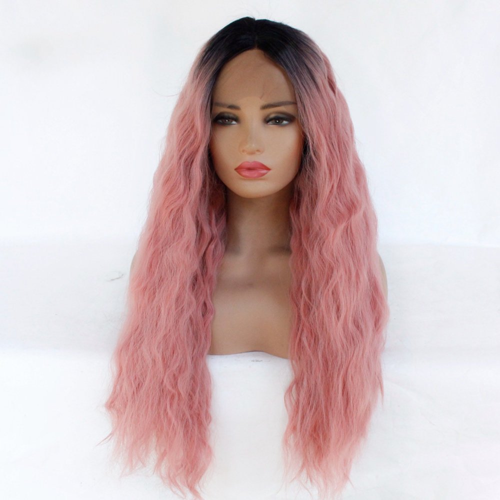 Corn Curly  Synthetic Lace Wigs 13x4 Ombre Brown Blonde Natural Wave Daily Use Party Lace Wig For Women