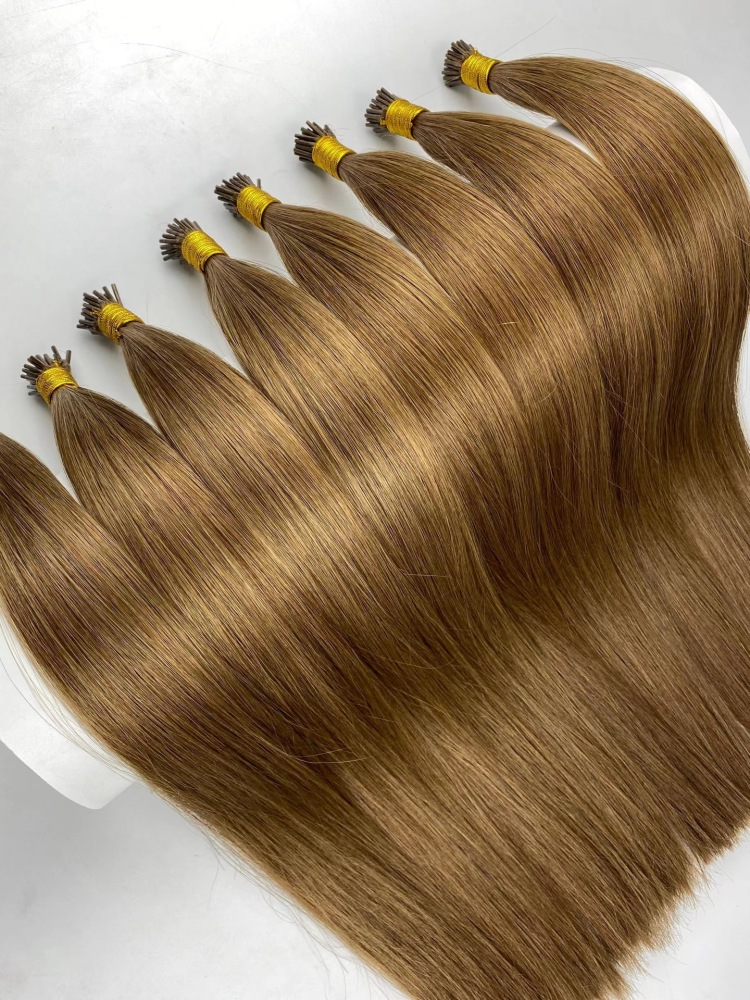 11A 100g Brown  #8 Prebond I Tip Virgin Human Hair Extensions Virgin Cuticle Remy Keratin Human Hair Extensions
