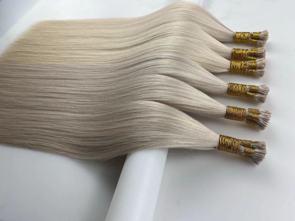 11A 100g White Blonde #1001 Prebond I Tip Virgin Human Hair Extensions Virgin Cuticle Remy Keratin Human Hair Extensions