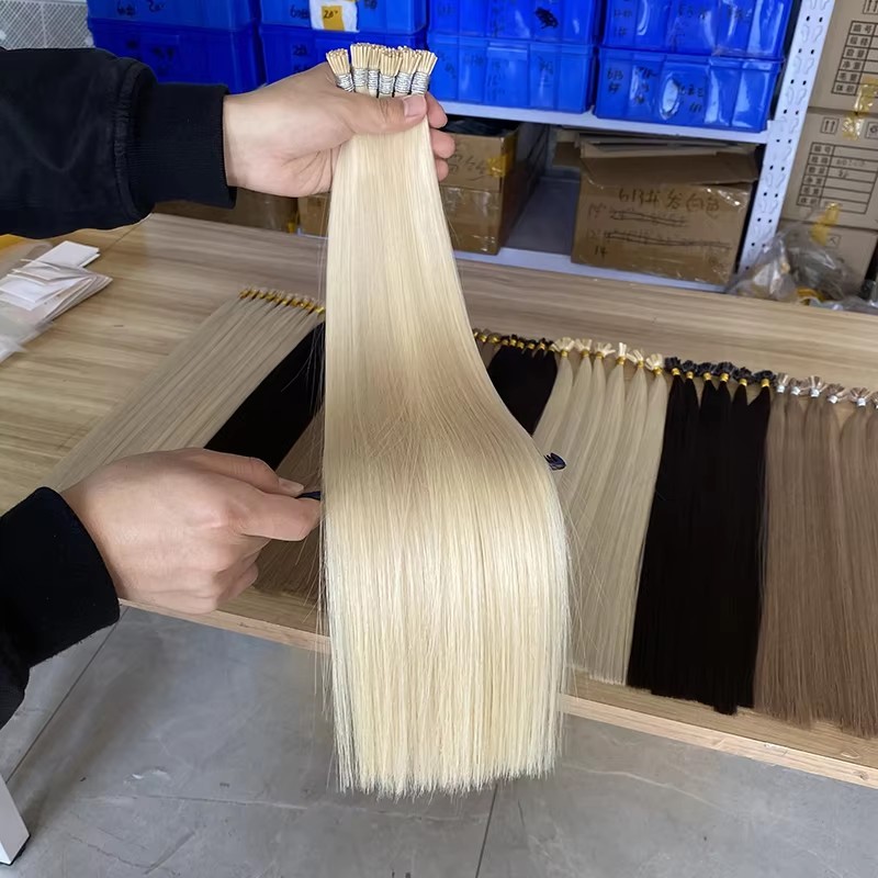 11A 100g White Blonde #1001 Prebond I Tip Virgin Human Hair Extensions Virgin Cuticle Remy Keratin Human Hair Extensions