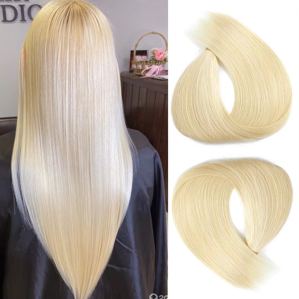 11A 100g Platinum Blonde #60 Prebond I Tip Virgin Human Hair Extensions Virgin Cuticle Remy Keratin Human Hair Extensions