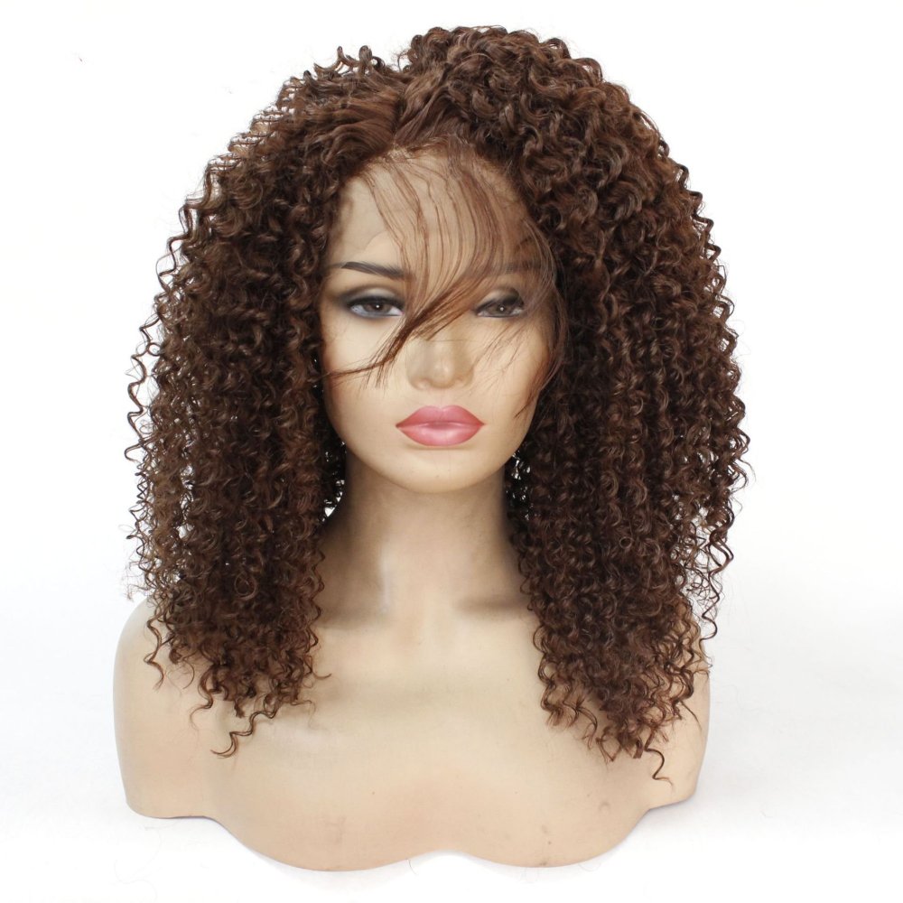 Long 18 -26 inch  Kinky Curly Lace Front  Synthetic Wigs 13x4 Heat Resistant Lace Wig With Baby Hair  For Black Women