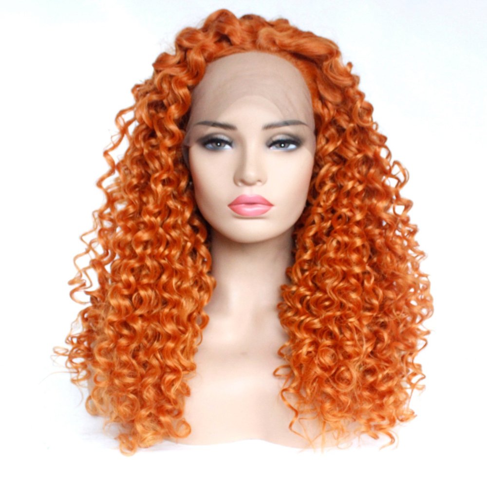 Long 18 -26 inch  Kinky Curly Lace Front  Synthetic Wigs 13x4 Heat Resistant Lace Wig With Baby Hair  For Black Women