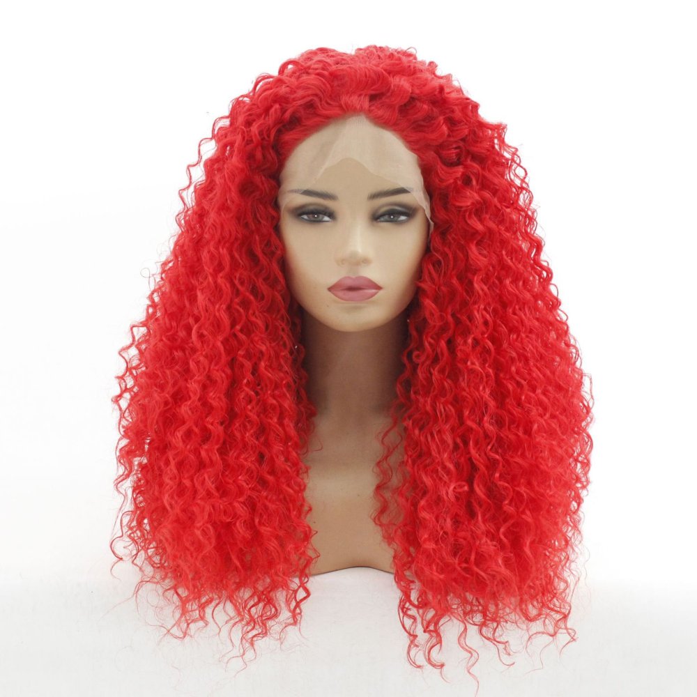 Long 18 -26 inch  Kinky Curly Lace Front  Synthetic Wigs 13x4 Heat Resistant Lace Wig With Baby Hair  For Black Women