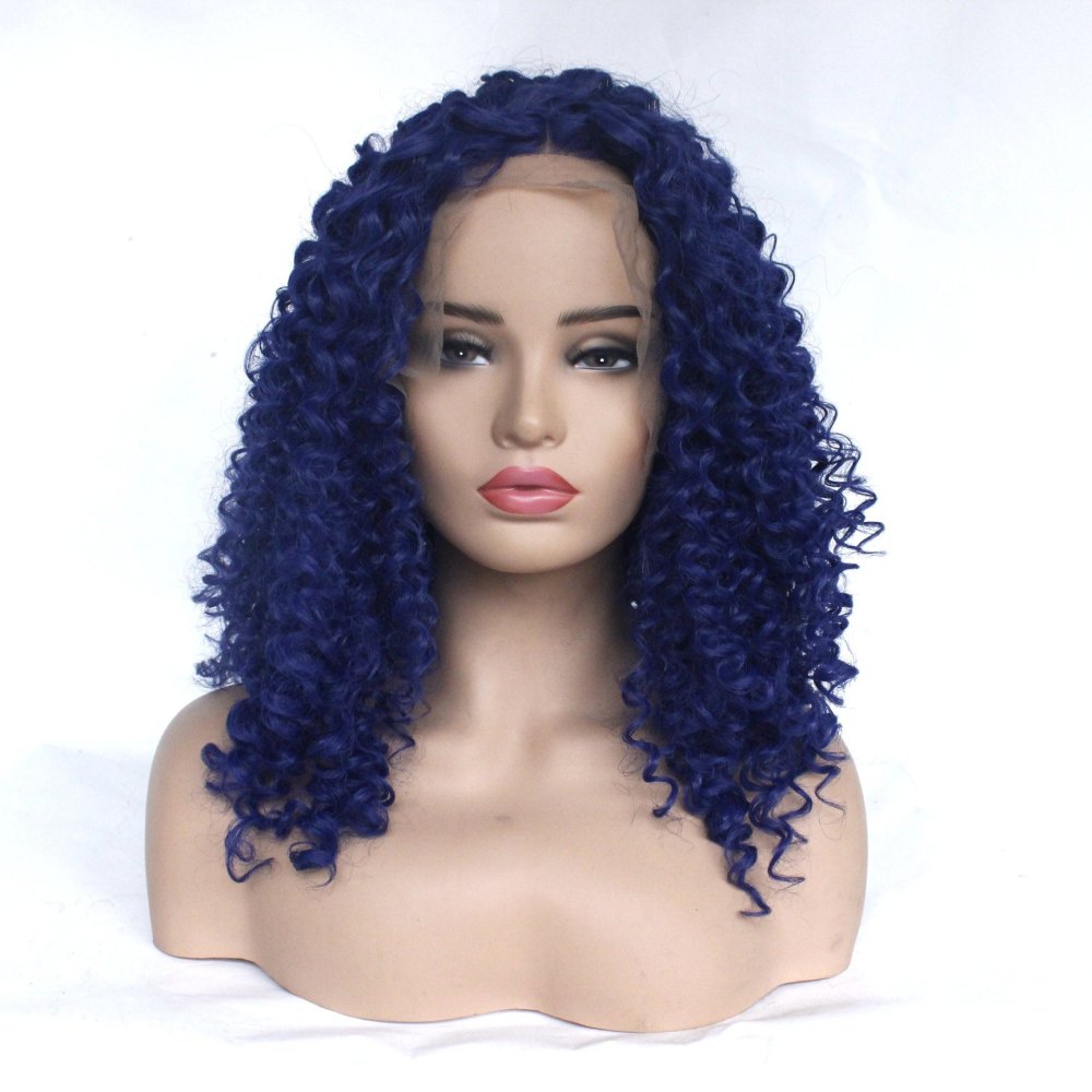 Long 18 -26 inch  Kinky Curly Lace Front  Synthetic Wigs 13x4 Heat Resistant Lace Wig With Baby Hair  For Black Women
