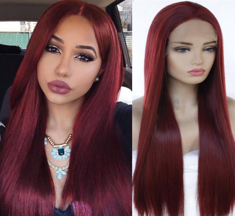 Long 18 -26 inch Straight  Lace Front  Synthetic Wigs 13x4 Heat Resistant Lace Wigs With Baby Hair  For  Women