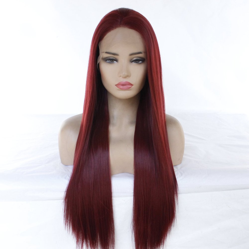 Long 18 -26 inch Straight  Lace Front  Synthetic Wigs 13x4 Heat Resistant Lace Wigs With Baby Hair  For  Women
