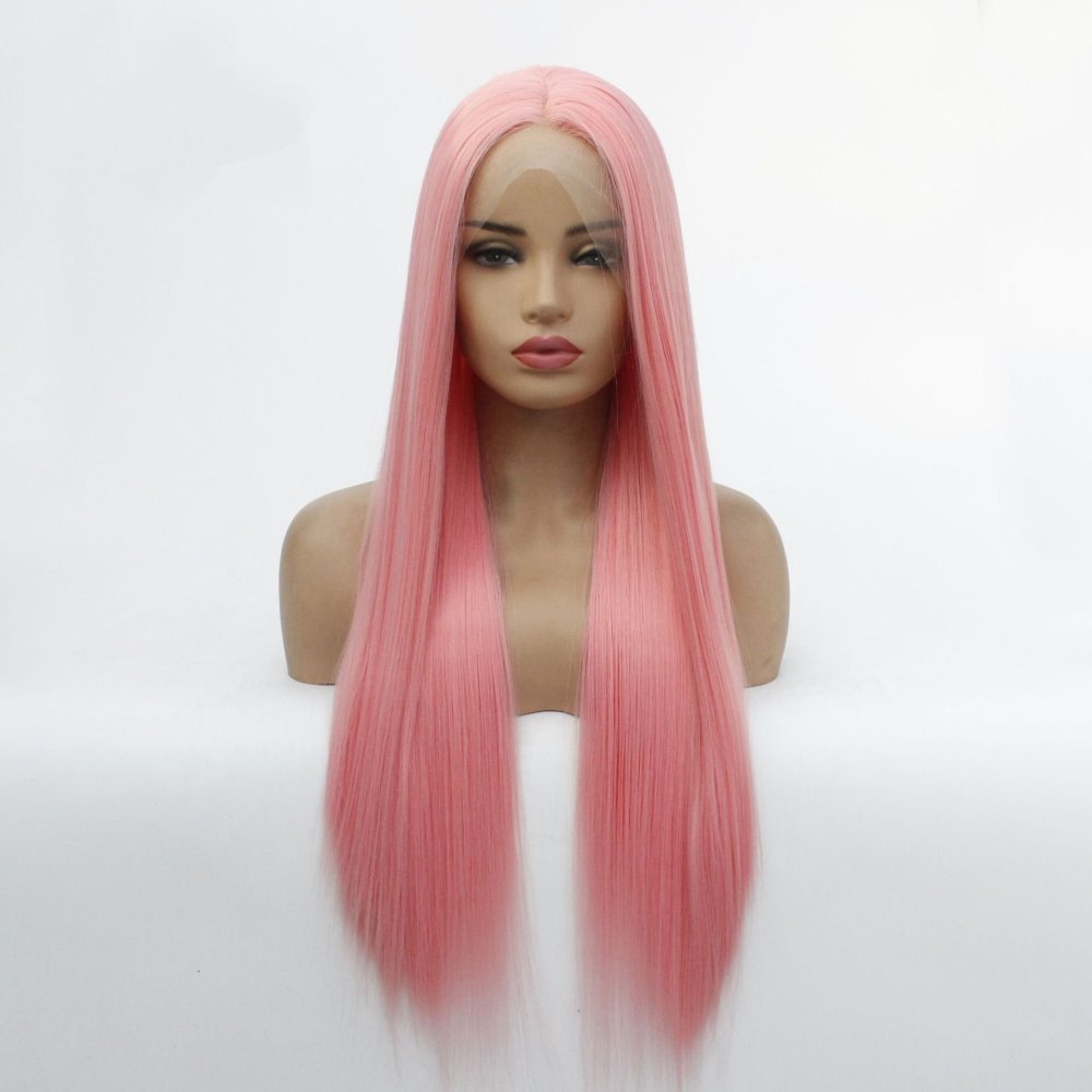 13x4 Long Straight  Lace Front  Synthetic Wigs Pre Plucked Synthetic Wigs Midele Part  Natural Hairline Wigs for Fashion Woman
