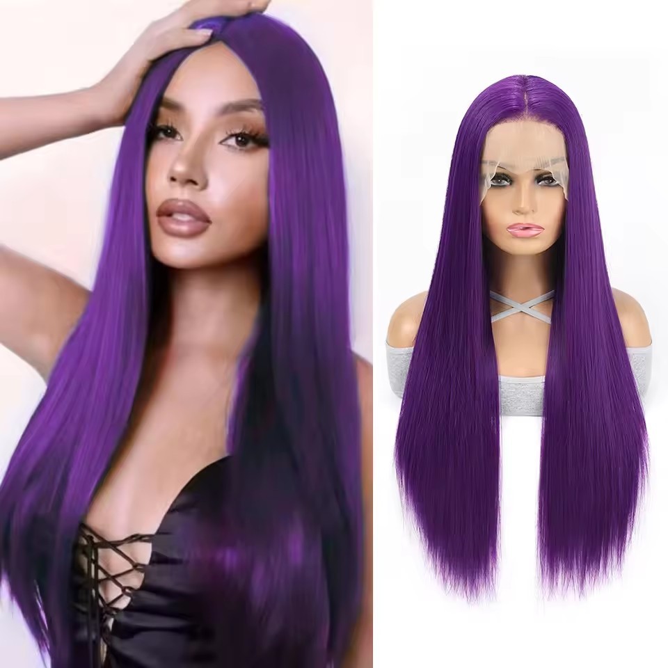 13x4 Long Straight  Lace Front  Synthetic Wigs Pre Plucked Synthetic Wigs Midele Part  Natural Hairline Wigs for Fashion Woman