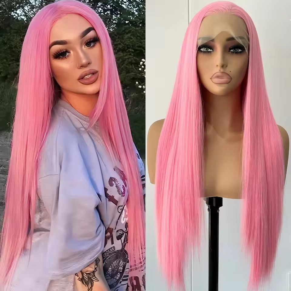 13x4 Long Straight  Lace Front  Synthetic Wigs  PrePlucked Hairline Swiss-Lace Synthetic Wigs Cosplay Wigs
