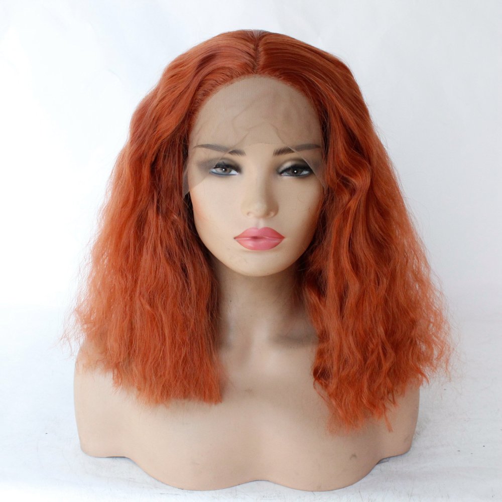 Corn Curly  Synthetic Lace Wigs 13x4 Platinum Blonde Bob Hair Wig Synthetic Lace Front Wig Short Curly Wigs for Women