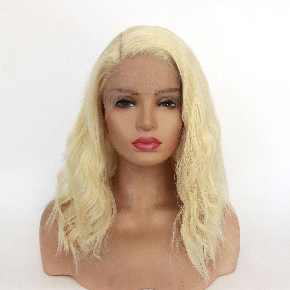 Corn Curly  Synthetic Lace Wigs 13x4 Platinum Blonde Bob Hair Wig Synthetic Lace Front Wig Short Curly Wigs for Women