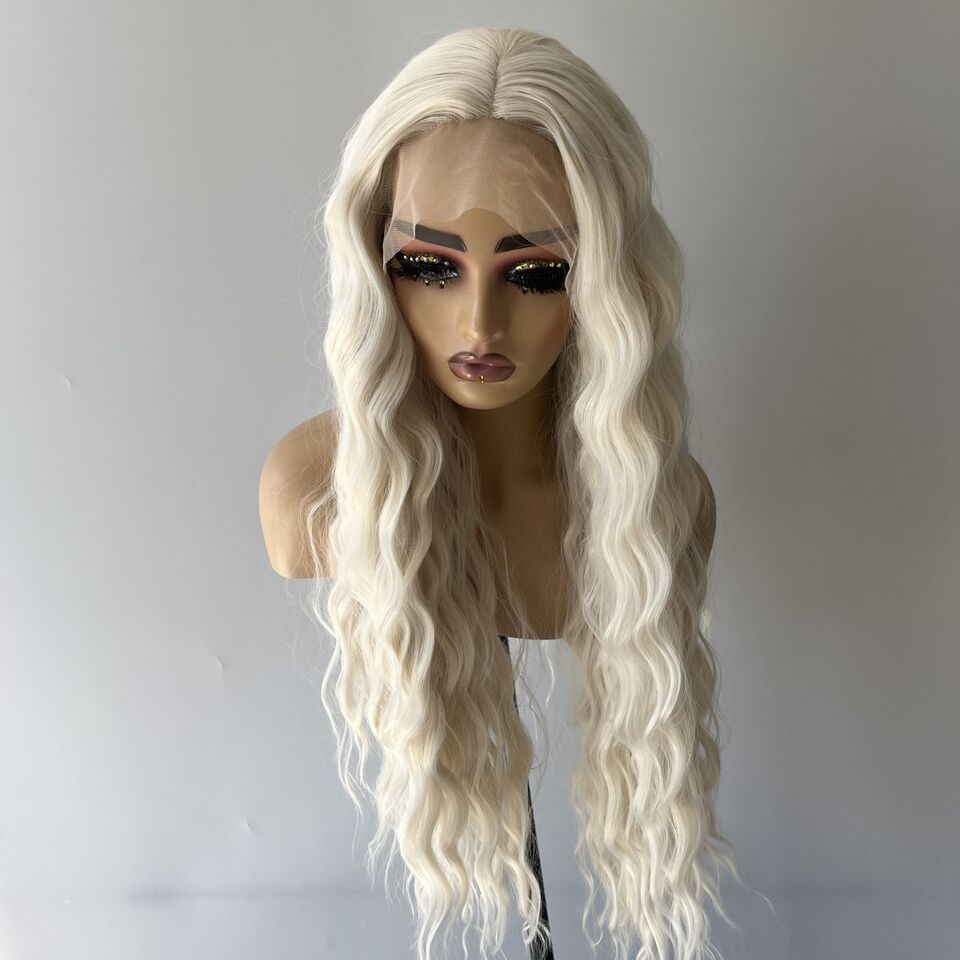 Long Corn Curly  Synthetic Lace Wigs 13x4   Heat Resiatant Synthetic Lace Front Wigs For Women Natural Wave Daily Wear Cosplay Wigs