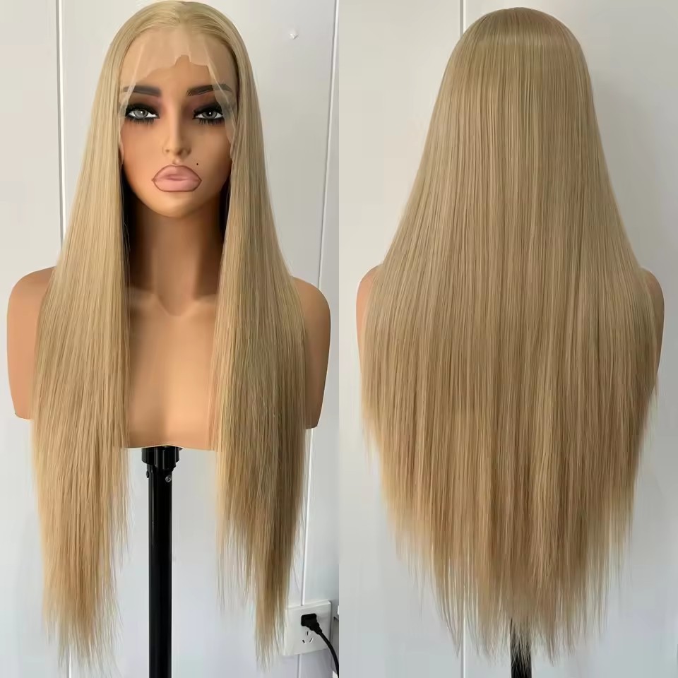 13x4 Long Straight  Lace Front  Synthetic Wigs Ginger Orange Lace Frontal Wigs Glueless Heat-resistant Fibre Wig