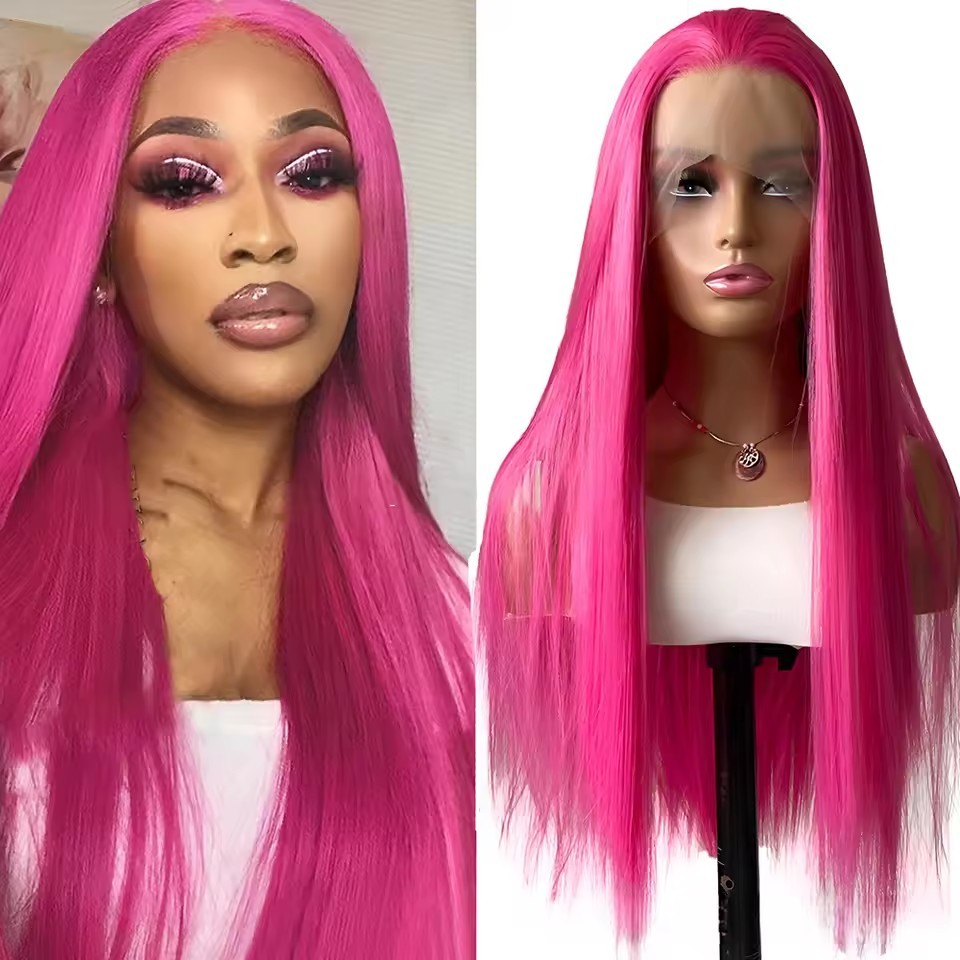 13x4 Long Straight  Lace Front  Synthetic Wigs Ginger Orange Lace Frontal Wigs Glueless Heat-resistant Fibre Wig