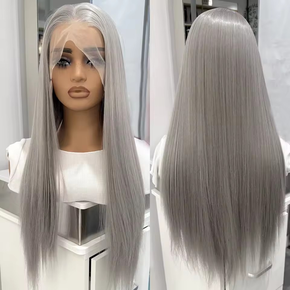 13x4 Long Straight  Lace Front  Synthetic Wigs  Heat Resistant Purple Wig Long Silky Straight Lace Hair Cosplay Wigs
