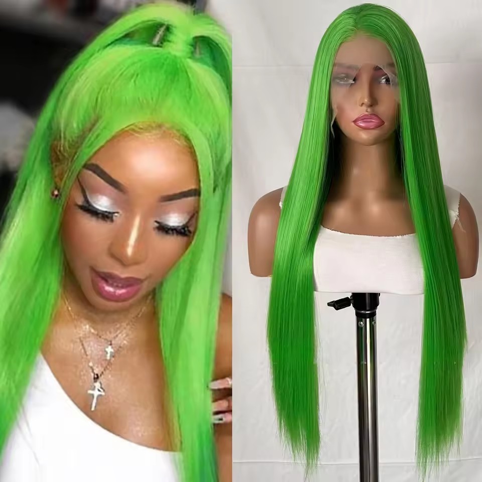 13x4 Long Straight  Lace Front  Synthetic Wigs  Heat Resistant Purple Wig Long Silky Straight Lace Hair Cosplay Wigs