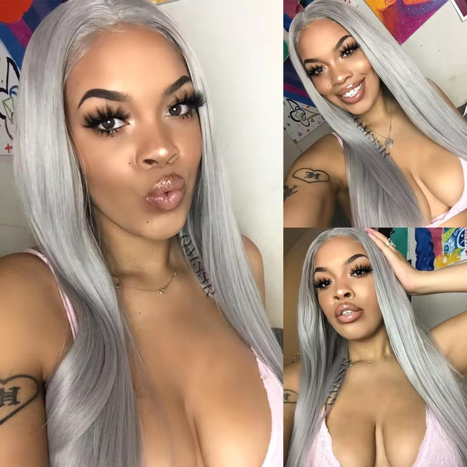 13x4 Long Straight  Lace Front  Synthetic Wigs Ginger Orange Lace Frontal Wigs Glueless Heat-resistant Fibre Wig