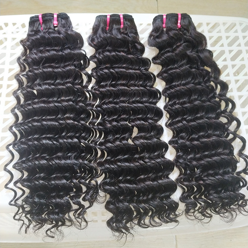 15A Grade Deep Wave  Double Drawn Hair  Raw Hair Weave Bundles  Nature Color 100% Unprocessed Hair Weft Extensions