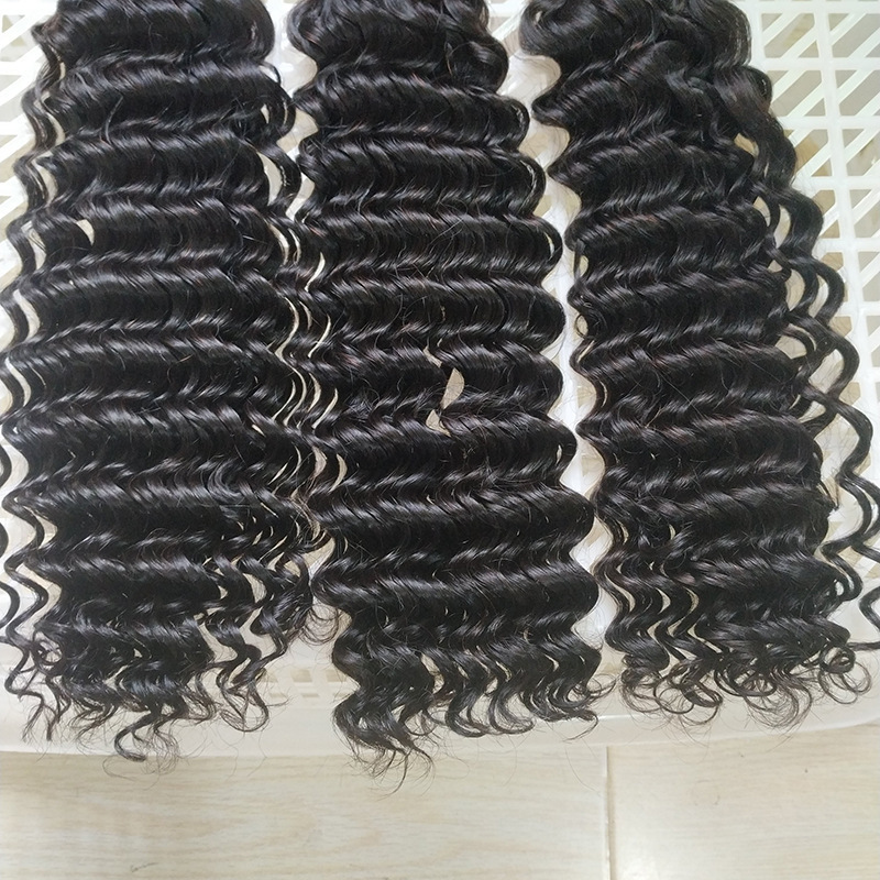 15A Grade Deep Wave  Double Drawn Hair  Raw Hair Weave Bundles  Nature Color 100% Unprocessed Hair Weft Extensions