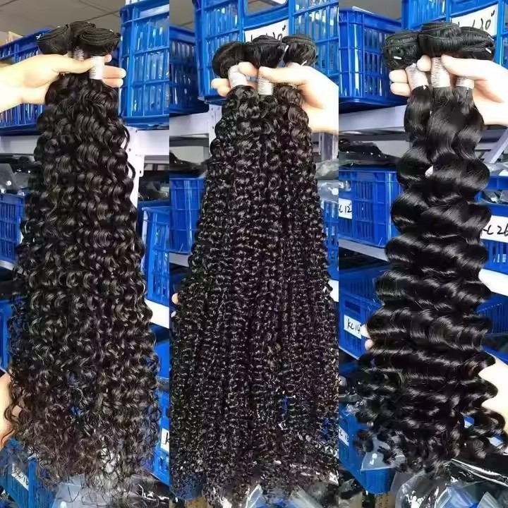 15A Grade Jerry Curly  Double Drawn   Raw Hair Weave Bundles Full thick End Remy  Human Hair Weft Extensions