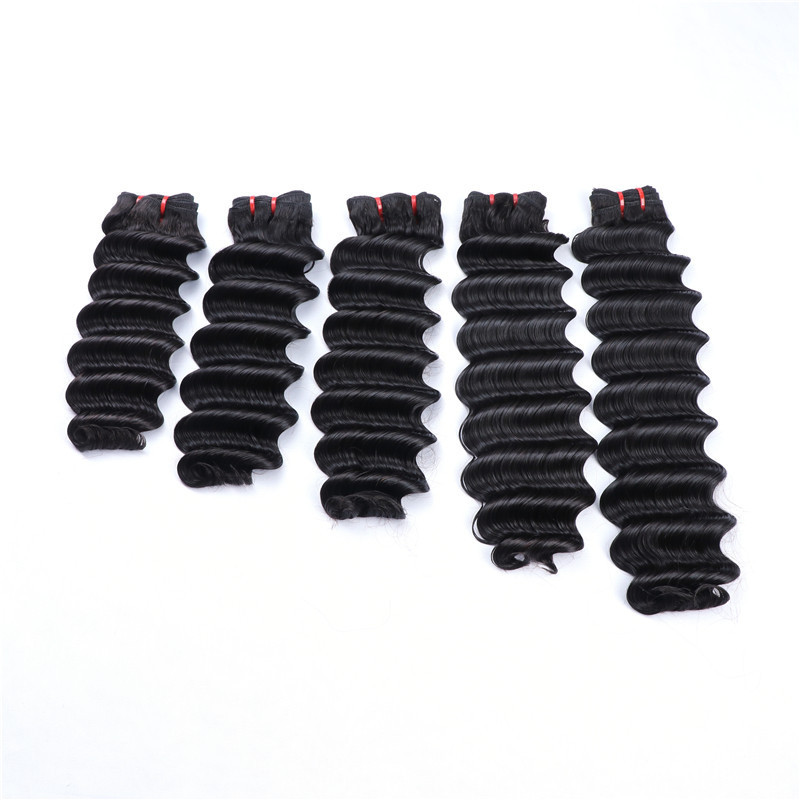 15A Grade Deep Wave  Double Drawn Hair  Raw Hair Weave Bundles  Nature Color 100% Unprocessed Hair Weft Extensions